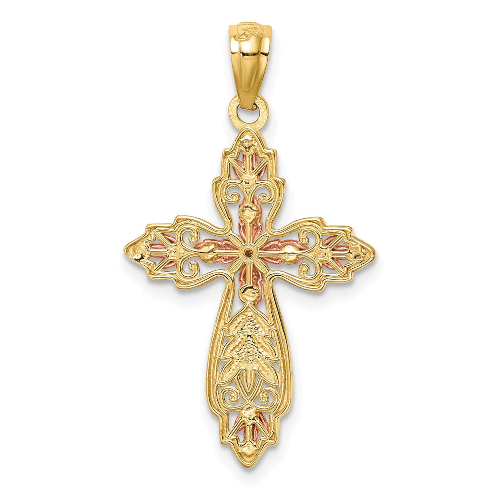 Lovely Rita's Charms & Pendants 14K Two-Tone Gold Classic Fleur de Lis Cross Pendant