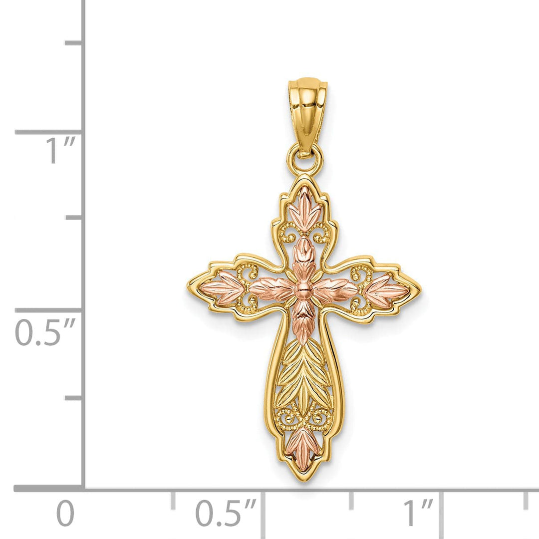 Lovely Rita's Charms & Pendants 14K Two-Tone Gold Classic Fleur de Lis Cross Pendant