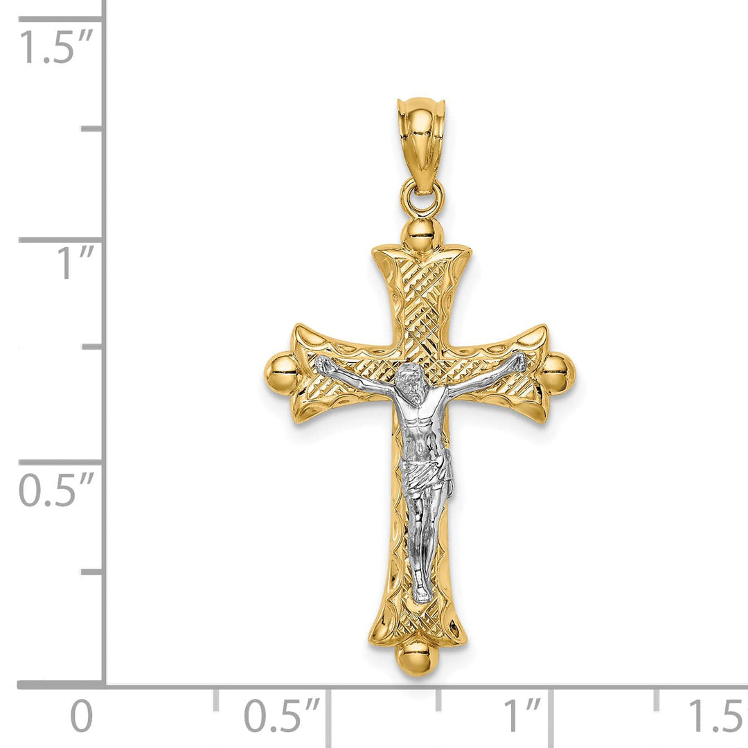 Lovely Rita's Charms & Pendants 14K Two-Tone Gold Classic Florentine Crucifix Cross Pendant