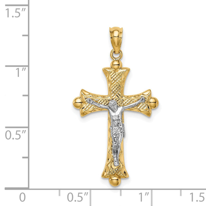 Lovely Rita's Charms & Pendants 14K Two-Tone Gold Classic Florentine Crucifix Cross Pendant
