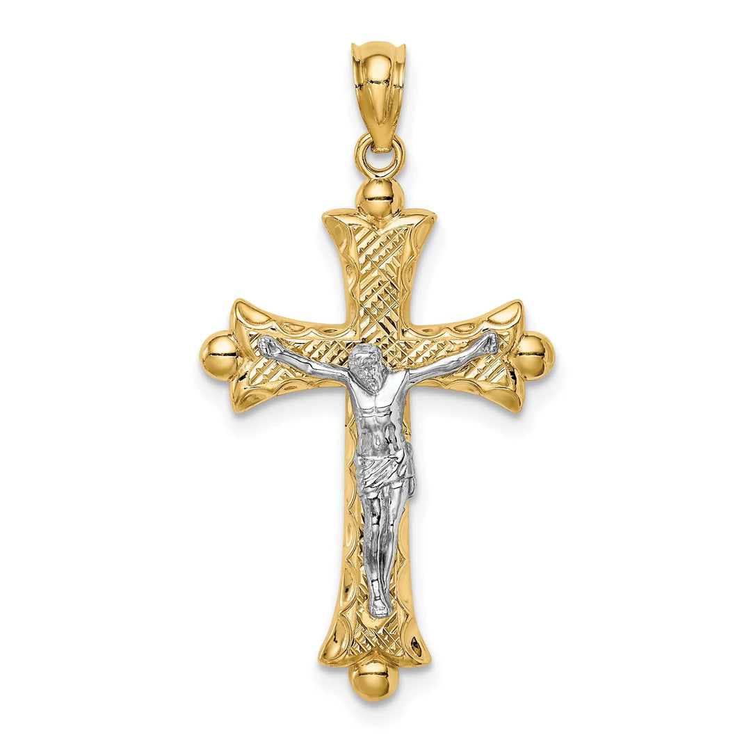 Lovely Rita's Charms & Pendants 14K Two-Tone Gold Classic Florentine Crucifix Cross Pendant