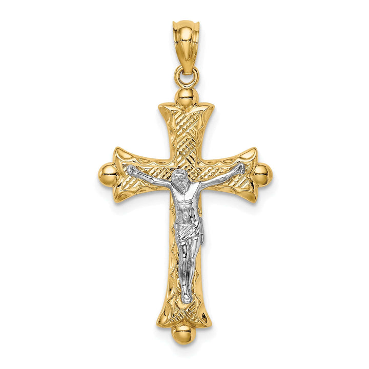 Lovely Rita's Charms & Pendants 14K Two-Tone Gold Classic Florentine Crucifix Cross Pendant