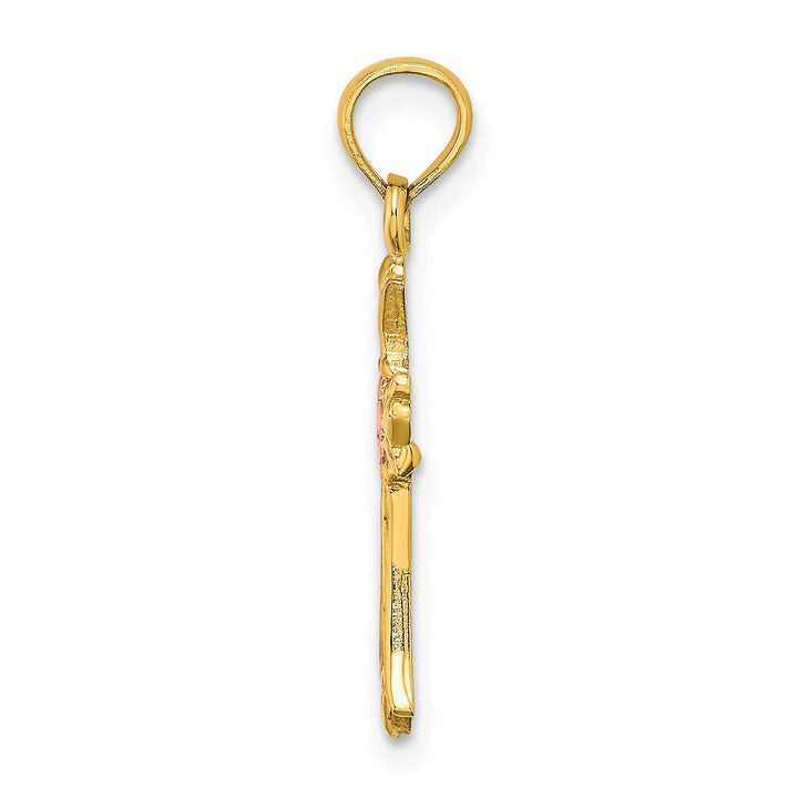 Lovely Rita's Charms & Pendants 14K Two-Tone Gold Classic Flower Fleur de Lis Cross Pendant
