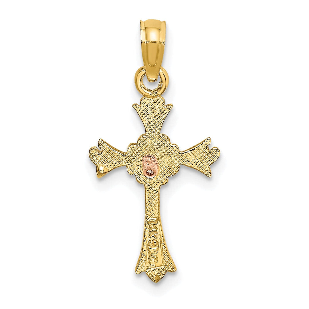 Lovely Rita's Charms & Pendants 14K Two-Tone Gold Classic Flower Fleur de Lis Cross Pendant