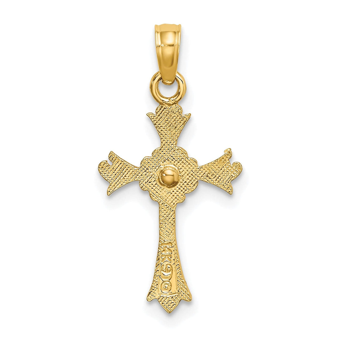 Lovely Rita's Charms & Pendants 14K Two-Tone Gold Classic Heart Fleur de Lis Cross Pendant