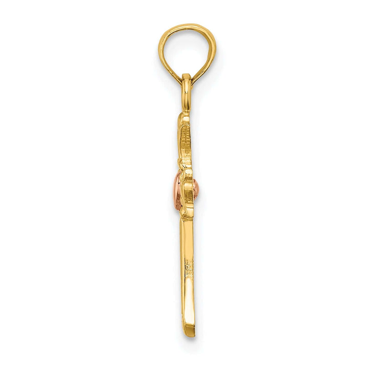 Lovely Rita's Charms & Pendants 14K Two-Tone Gold Classic Heart Fleur de Lis Cross Pendant
