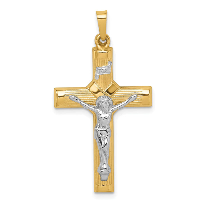 Lovely Rita's Charms & Pendants 14K Two-Tone Gold Classic Hollow Center -X- INRI Cross Pendant