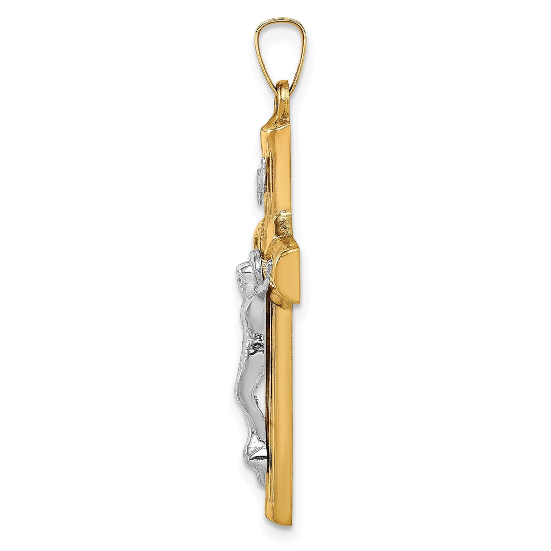 Lovely Rita's Charms & Pendants 14K Two-Tone Gold Classic Hollow Center -X- INRI Cross Pendant