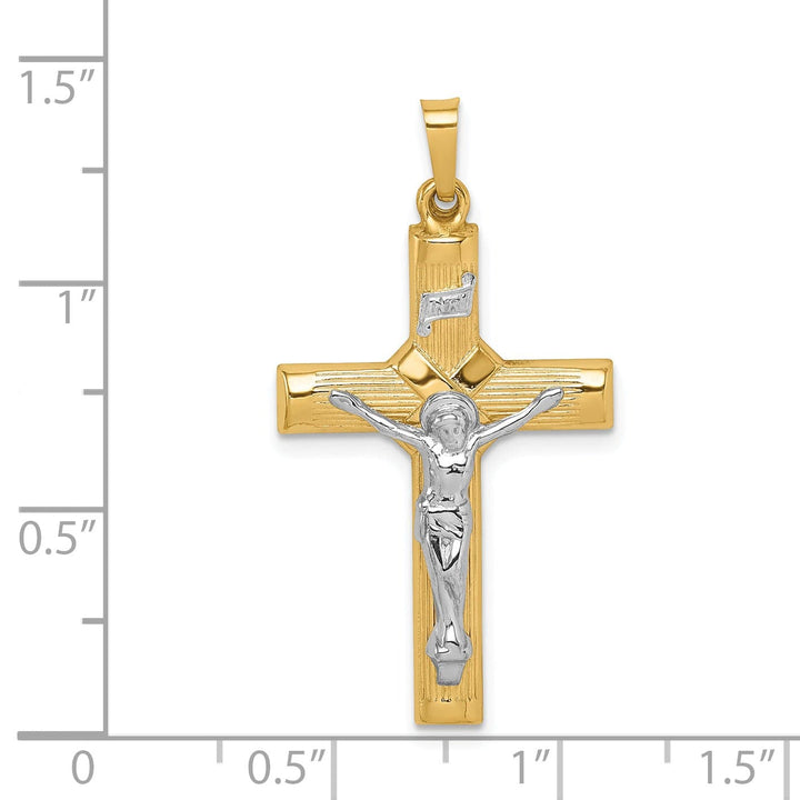 Lovely Rita's Charms & Pendants 14K Two-Tone Gold Classic Hollow Center -X- INRI Cross Pendant
