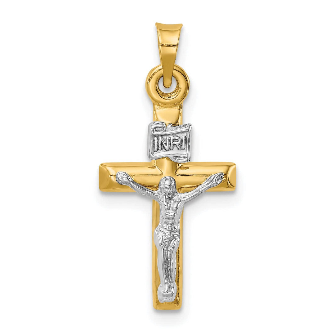 Lovely Rita's Charms & Pendants 14K Two-Tone Gold Classic Hollow INRI Cross Pendant