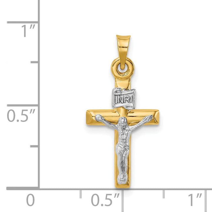 Lovely Rita's Charms & Pendants 14K Two-Tone Gold Classic Hollow INRI Cross Pendant