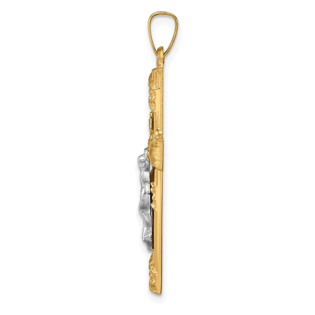 Lovely Rita's Charms & Pendants 14K Two-Tone Gold Classic Hollow Polished & Striped INRI Cross Pendant