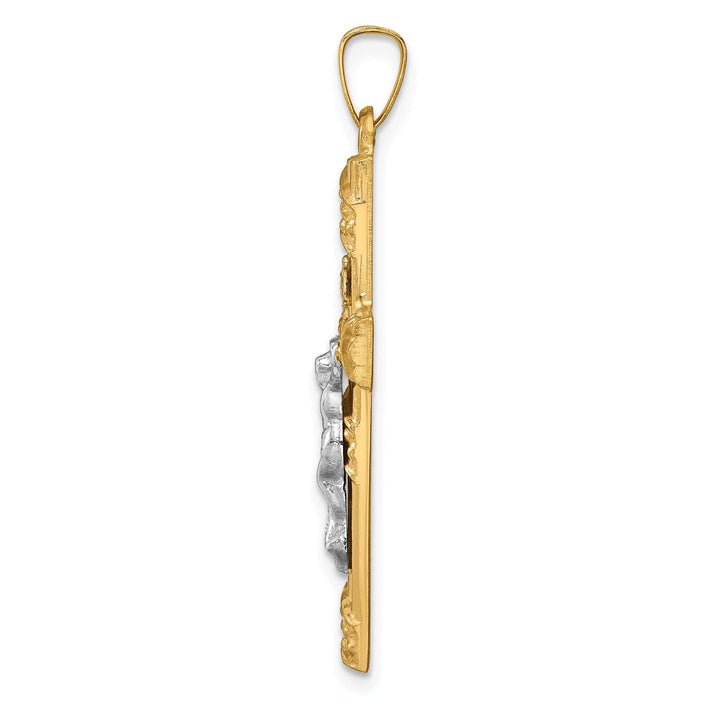 Lovely Rita's Charms & Pendants 14K Two-Tone Gold Classic Hollow Polished & Striped INRI Cross Pendant