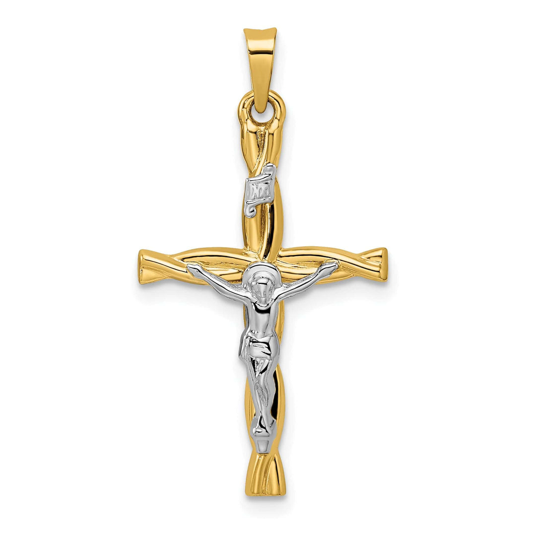 Lovely Rita's Charms & Pendants 14K Two-Tone Gold Classic Hollow Twisted INRI Cross Pendant