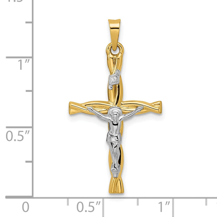 Lovely Rita's Charms & Pendants 14K Two-Tone Gold Classic Hollow Twisted INRI Cross Pendant