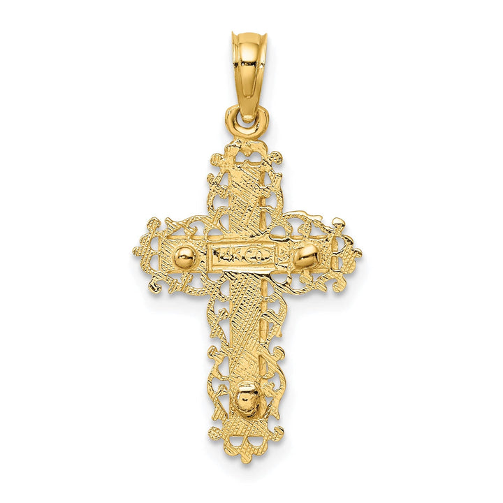 Lovely Rita's Charms & Pendants 14K Two-Tone Gold Classic Lace Trim Crucifix Cross Pendant
