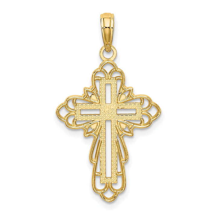 Lovely Rita's Charms & Pendants 14K Two-Tone Gold Classic Lace Trim Filigree Cross Pendant