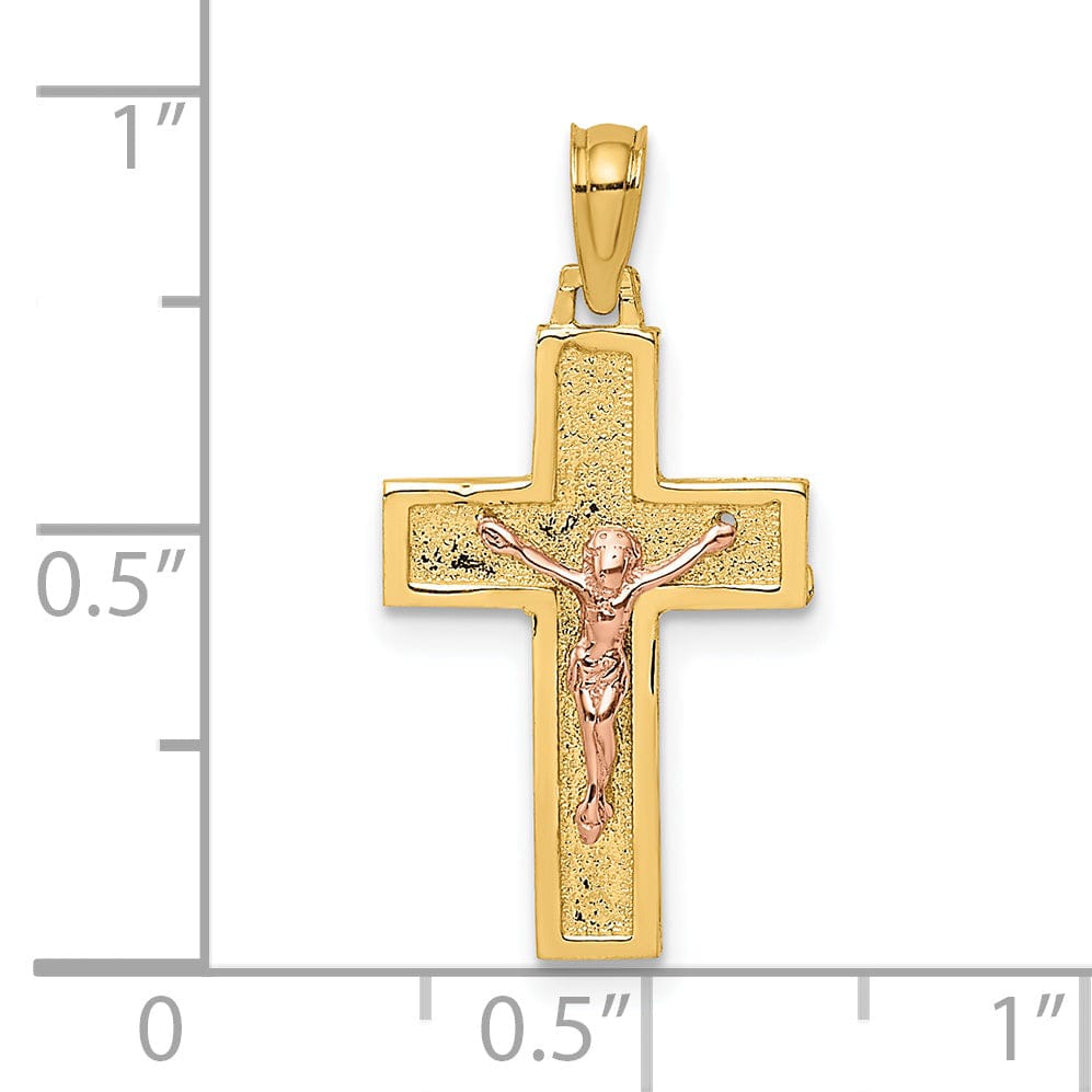 Lovely Rita's Charms & Pendants 14K Two-Tone Gold Classic Latin Crucifix Cross Pendant