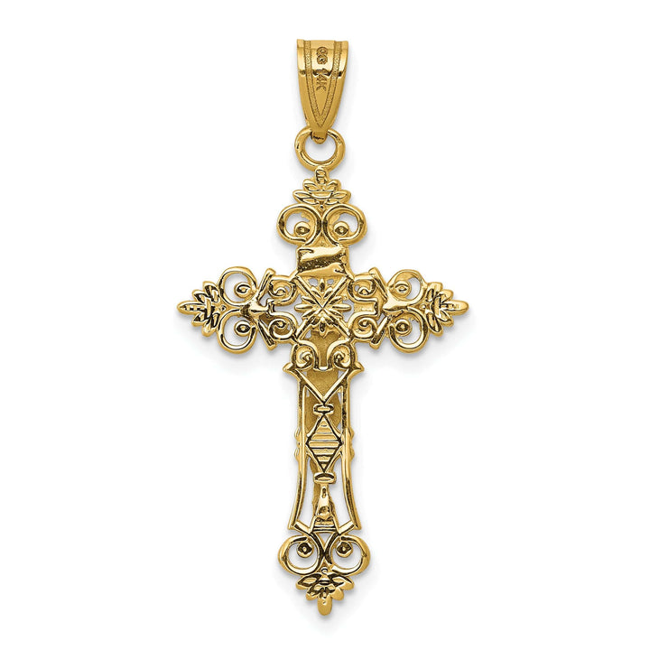 Lovely Rita's Charms & Pendants 14K Two-Tone Gold Classic Medium Lacy-Edge Inri Crucifix Cross Pendant