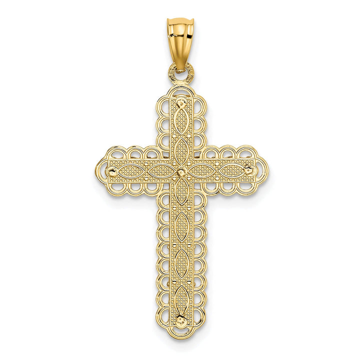 Lovely Rita's Charms & Pendants 14K Two-Tone Gold Classic Polished 2-Level Filigree Cross Pendant