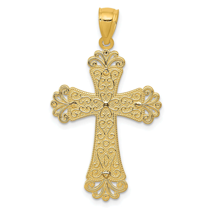 Lovely Rita's Charms & Pendants 14K Two-Tone Gold Classic Polished 2-Level Fleur de Lis Cross Pendant
