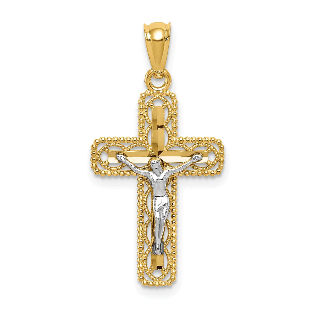 Lovely Rita's Charms & Pendants 14K Two-Tone Gold Classic Polished Crucifix Cross Pendant