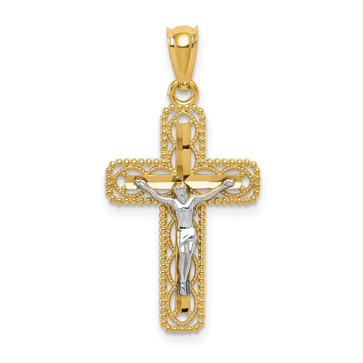 Lovely Rita's Charms & Pendants 14K Two-Tone Gold Classic Polished Crucifix Cross Pendant