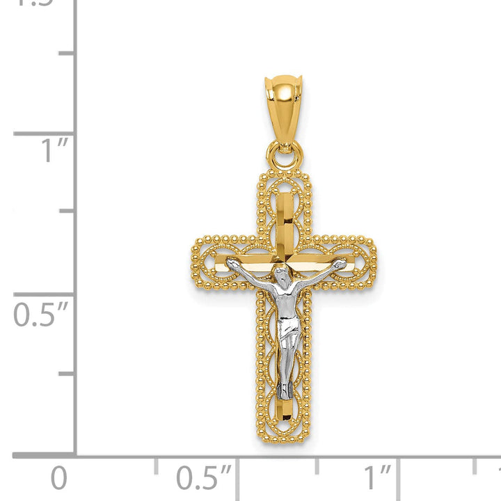 Lovely Rita's Charms & Pendants 14K Two-Tone Gold Classic Polished Crucifix Cross Pendant