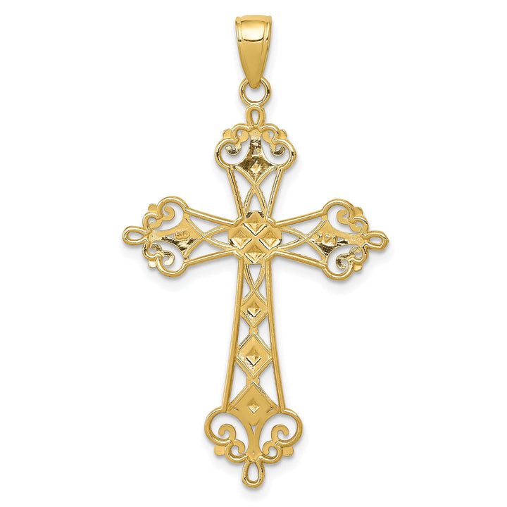 Lovely Rita's Charms & Pendants 14K Two-Tone Gold Classic Polished D.C Cut-Out Filigree Cross Pendant