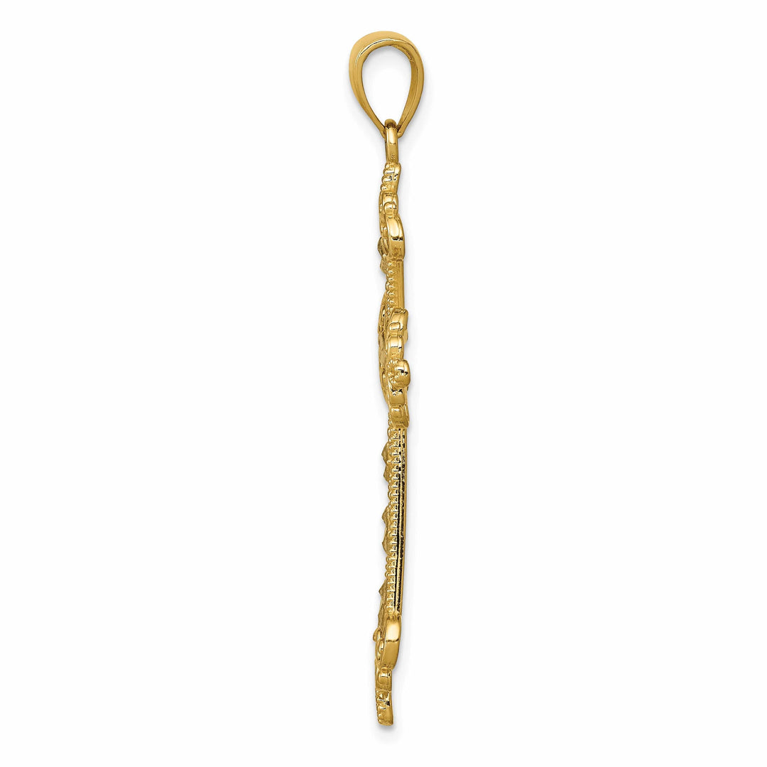 Lovely Rita's Charms & Pendants 14K Two-Tone Gold Classic Polished D.C Cut-Out Filigree Cross Pendant