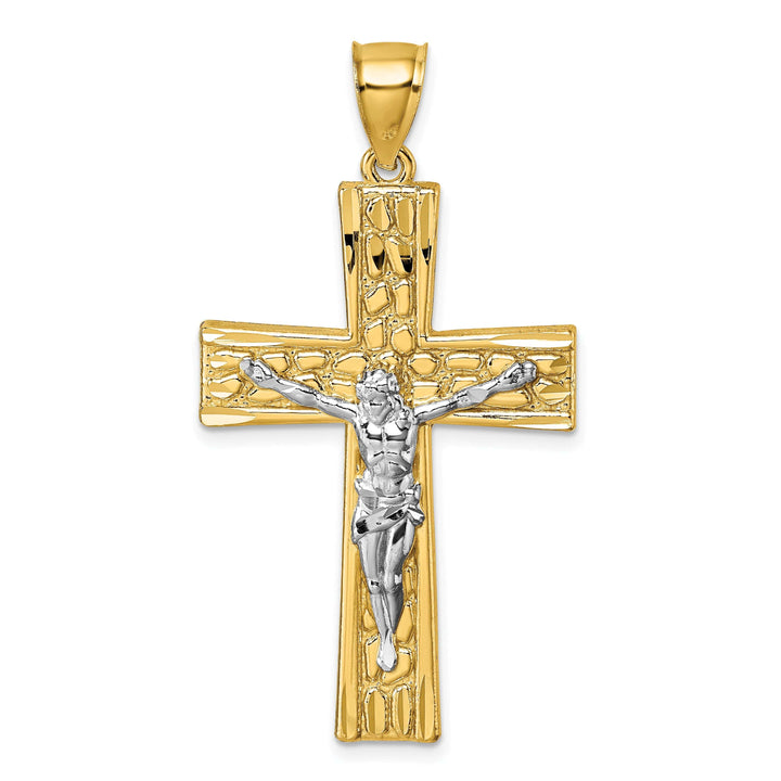 Lovely Rita's Charms & Pendants 14K Two-Tone Gold Classic Polished D.C Nugget Crucifix Cross Pendant