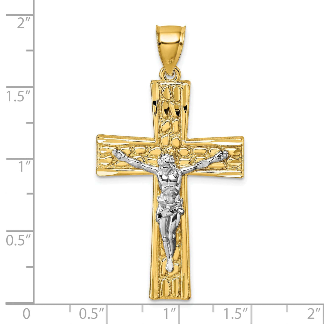 Lovely Rita's Charms & Pendants 14K Two-Tone Gold Classic Polished D.C Nugget Crucifix Cross Pendant
