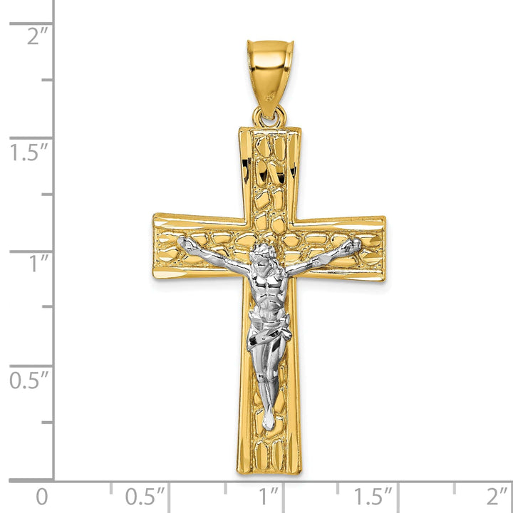 Lovely Rita's Charms & Pendants 14K Two-Tone Gold Classic Polished D.C Nugget Crucifix Cross Pendant