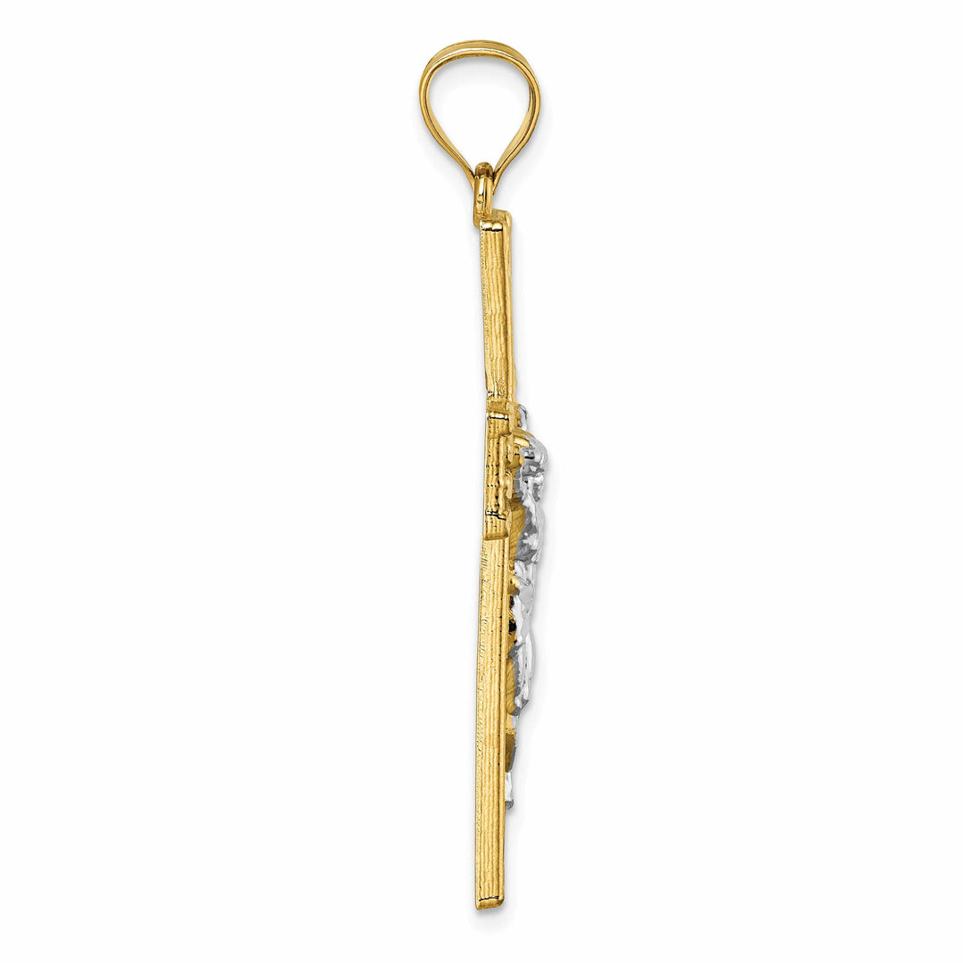Lovely Rita's Charms & Pendants 14K Two-Tone Gold Classic Polished D.C Nugget Crucifix Cross Pendant
