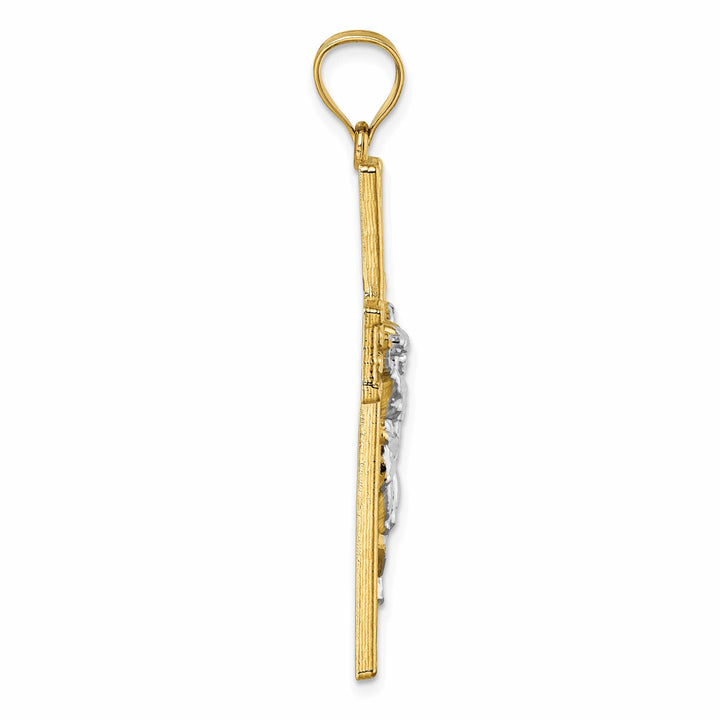 Lovely Rita's Charms & Pendants 14K Two-Tone Gold Classic Polished D.C Nugget Crucifix Cross Pendant