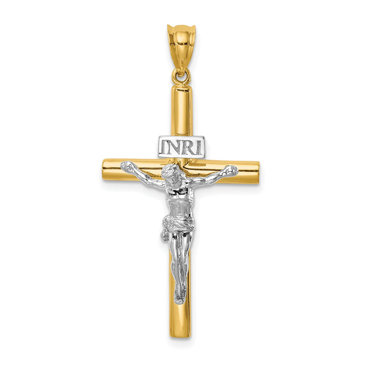 Lovely Rita's Charms & Pendants 14K Two-Tone Gold Classic Polished INRI Cross Pendant