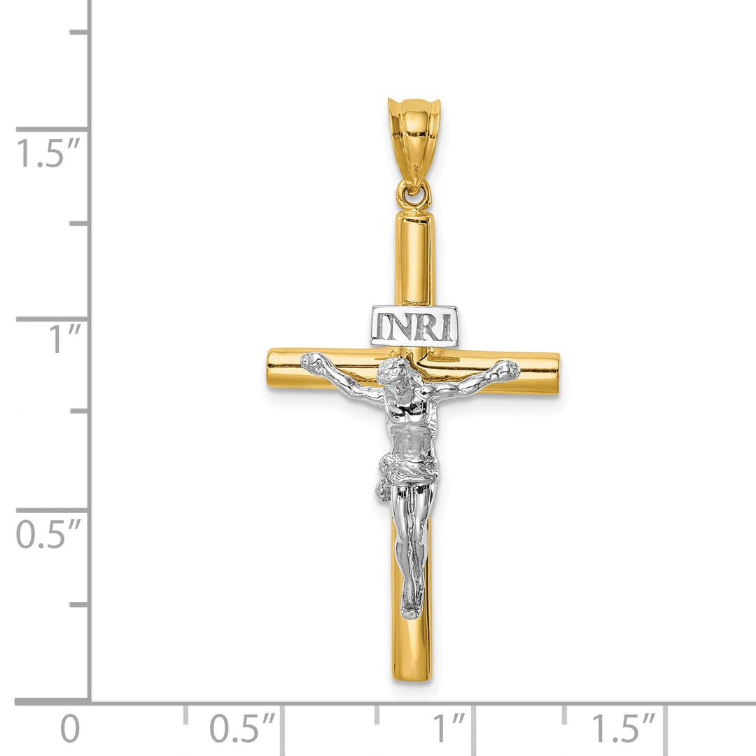 Lovely Rita's Charms & Pendants 14K Two-Tone Gold Classic Polished INRI Cross Pendant