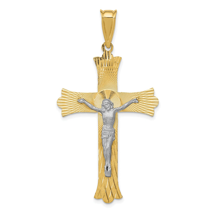 Lovely Rita's Charms & Pendants 14K Two-Tone Gold Classic Polished Satin D.C Crucifix Cross Pendant