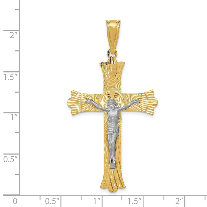 Lovely Rita's Charms & Pendants 14K Two-Tone Gold Classic Polished Satin D.C Crucifix Cross Pendant