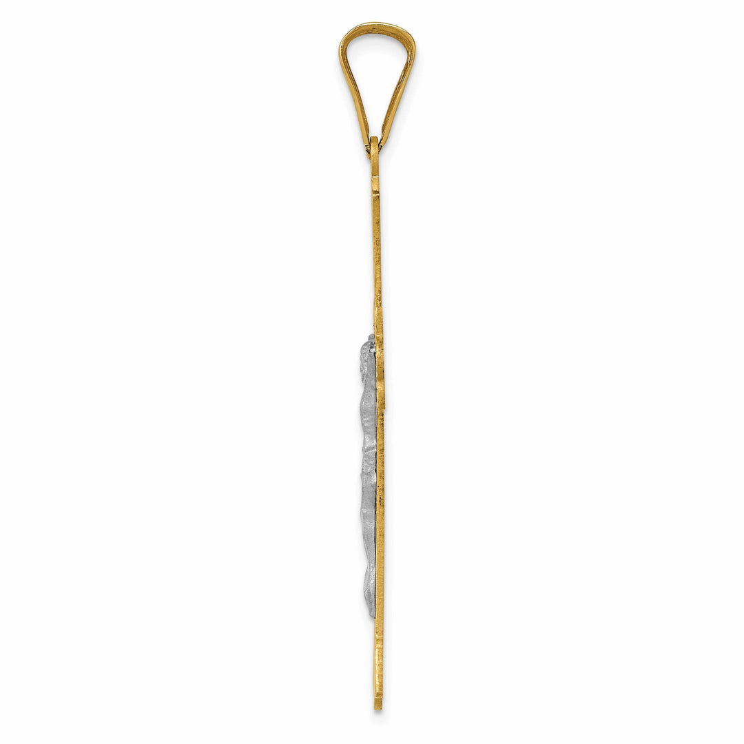Lovely Rita's Charms & Pendants 14K Two-Tone Gold Classic Polished Satin D.C Crucifix Cross Pendant
