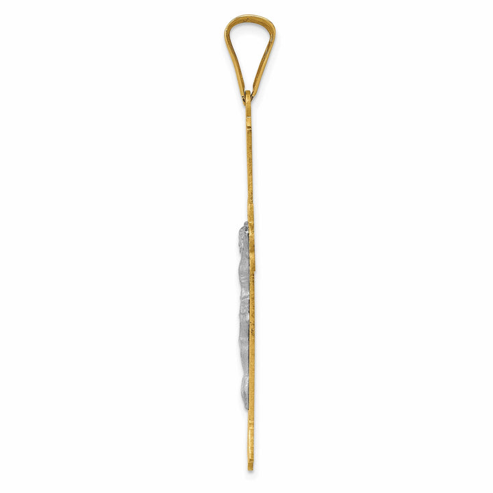 Lovely Rita's Charms & Pendants 14K Two-Tone Gold Classic Polished Satin D.C Crucifix Cross Pendant
