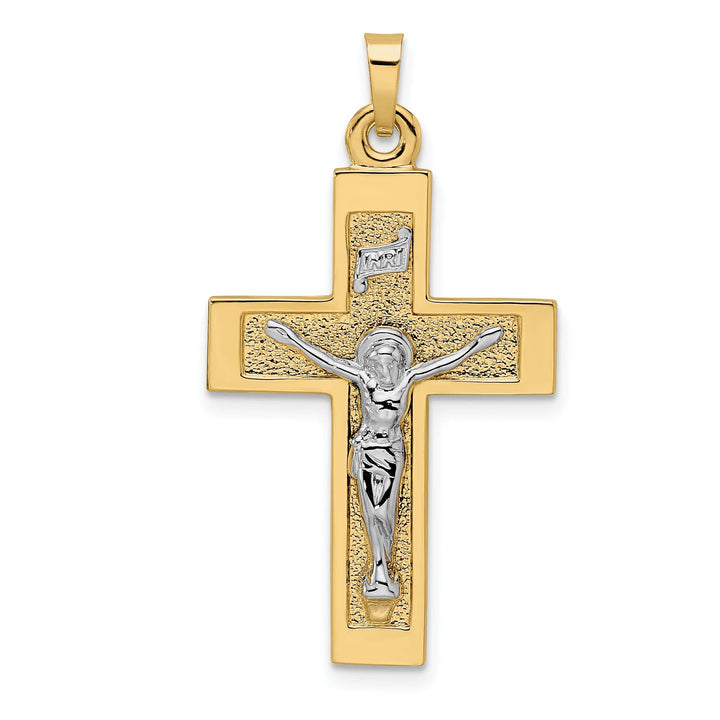 Lovely Rita's Charms & Pendants 14K Two-Tone Gold Classic Polished Solid INRI Cross Pendant