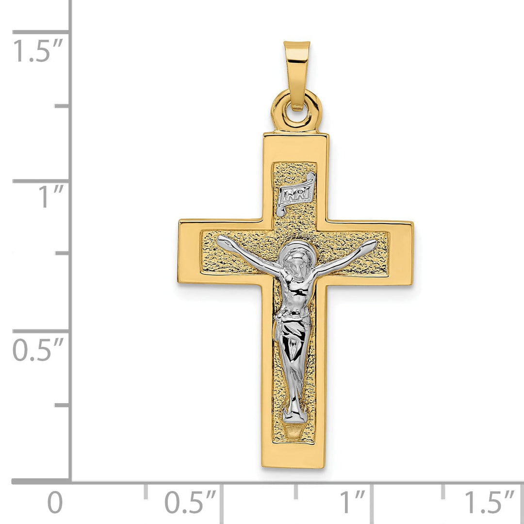 Lovely Rita's Charms & Pendants 14K Two-Tone Gold Classic Polished Solid INRI Cross Pendant