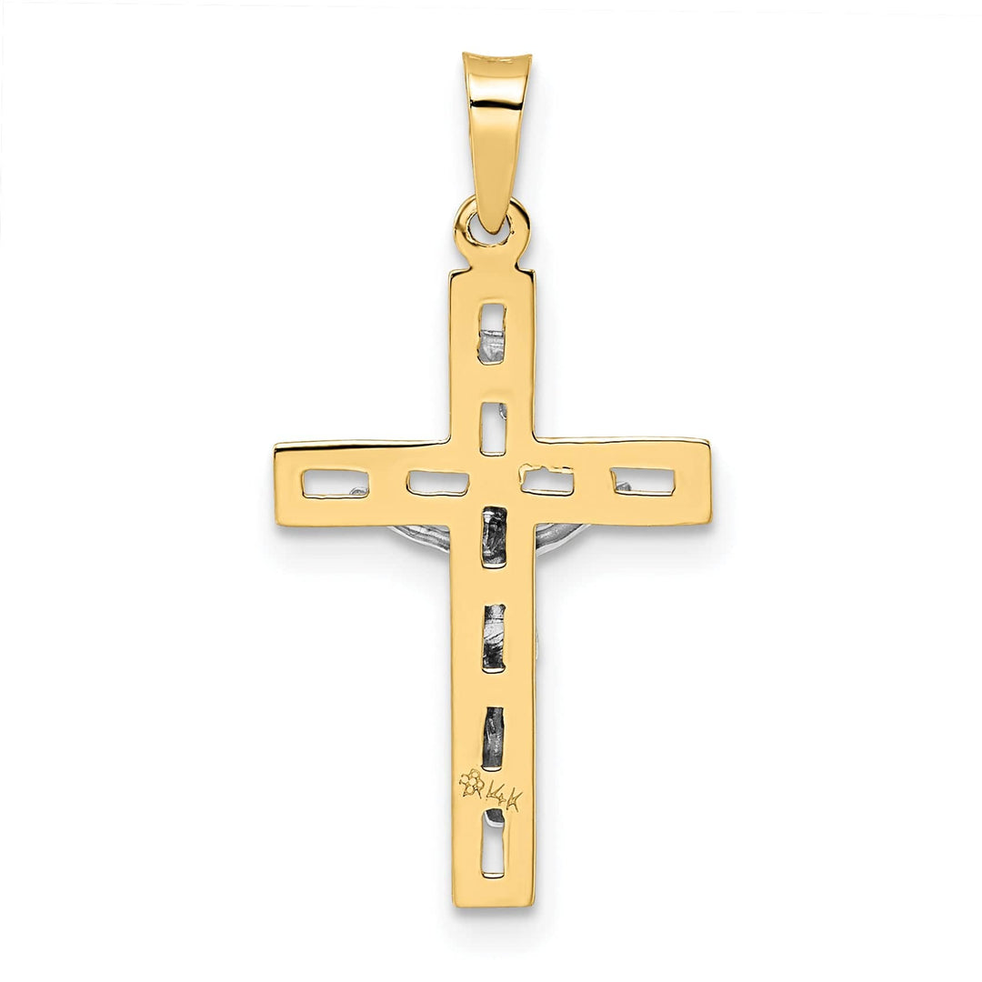 Lovely Rita's Charms & Pendants 14K Two-Tone Gold Classic Polished Solid INRI Crucifix Cross Pendant