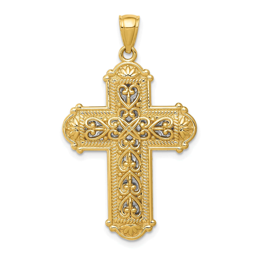 Lovely Rita's Charms & Pendants 14K Two-Tone Gold Classic Reversible D.C Filigree Cross Pendant