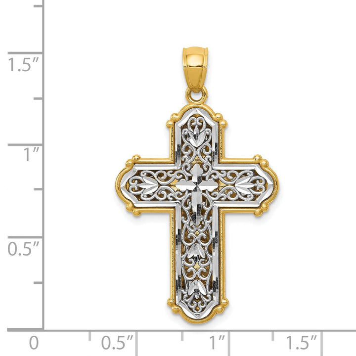 Lovely Rita's Charms & Pendants 14K Two-Tone Gold Classic Reversible D.C Filigree Cross Pendant