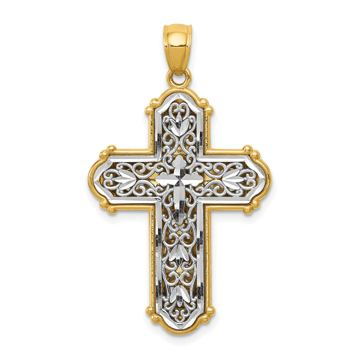 Lovely Rita's Charms & Pendants 14K Two-Tone Gold Classic Reversible D.C Filigree Cross Pendant