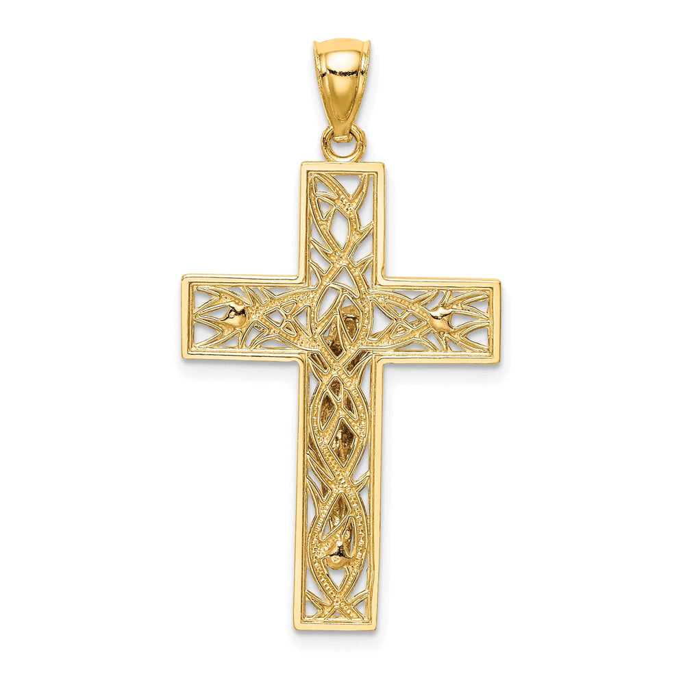 Lovely Rita's Charms & Pendants 14K Two-Tone Gold Classic Satin & D.C Vines Crucifix Cross Pendant