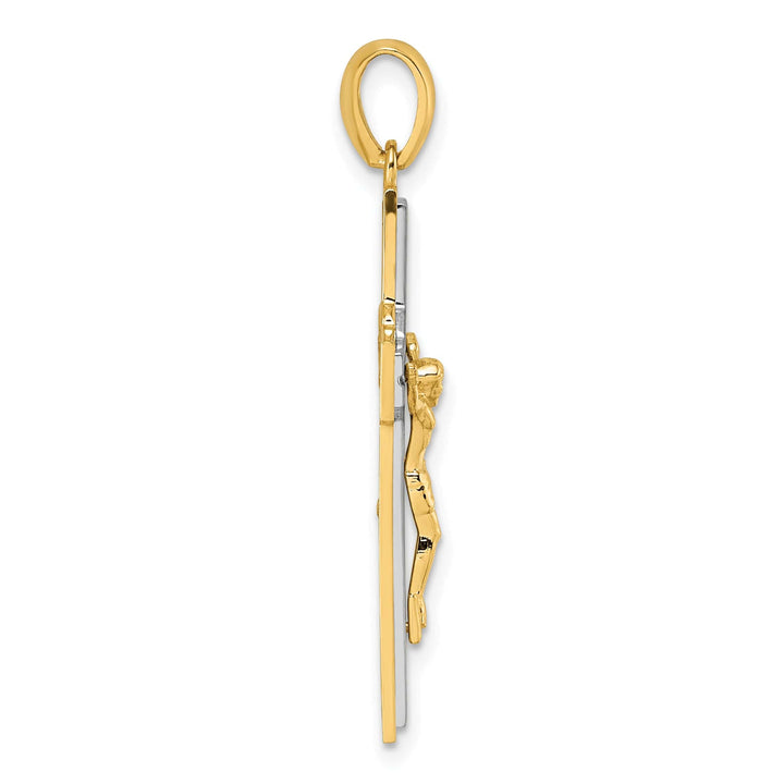 Lovely Rita's Charms & Pendants 14K Two-Tone Gold Classic Satin Square Cut-Out Crucifix Cross Pendant