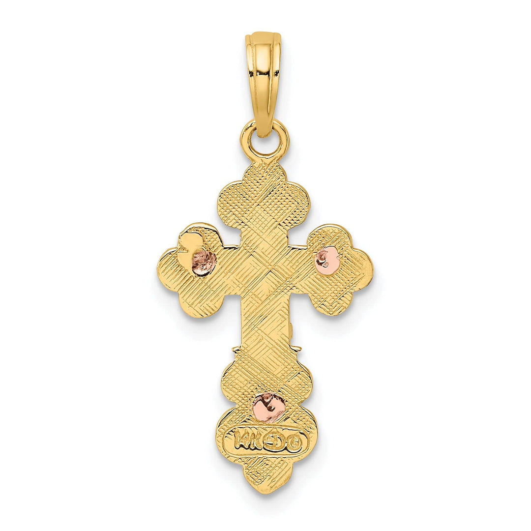 Lovely Rita's Charms & Pendants 14K Two-Tone Gold Classic Scallop Trim Crucifix Cross Pendant